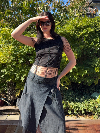 Vintage Asymmetric Midi Skirt | Size 14/16