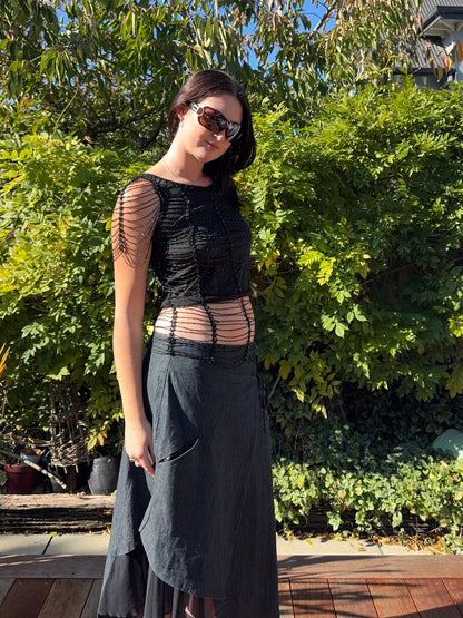 Vintage Asymmetric Midi Skirt | Size 14/16