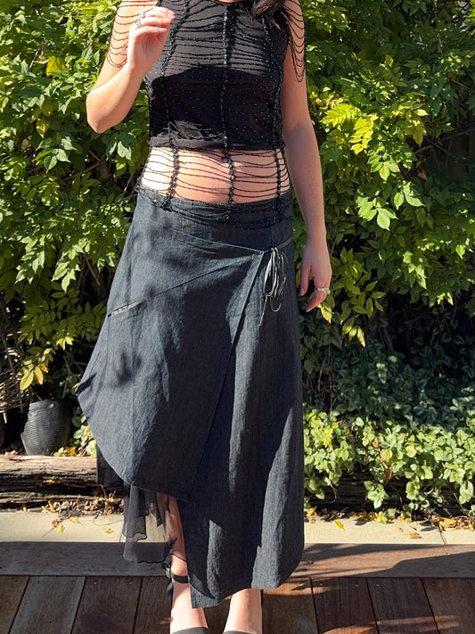 Vintage Asymmetric Midi Skirt | Size 14/16