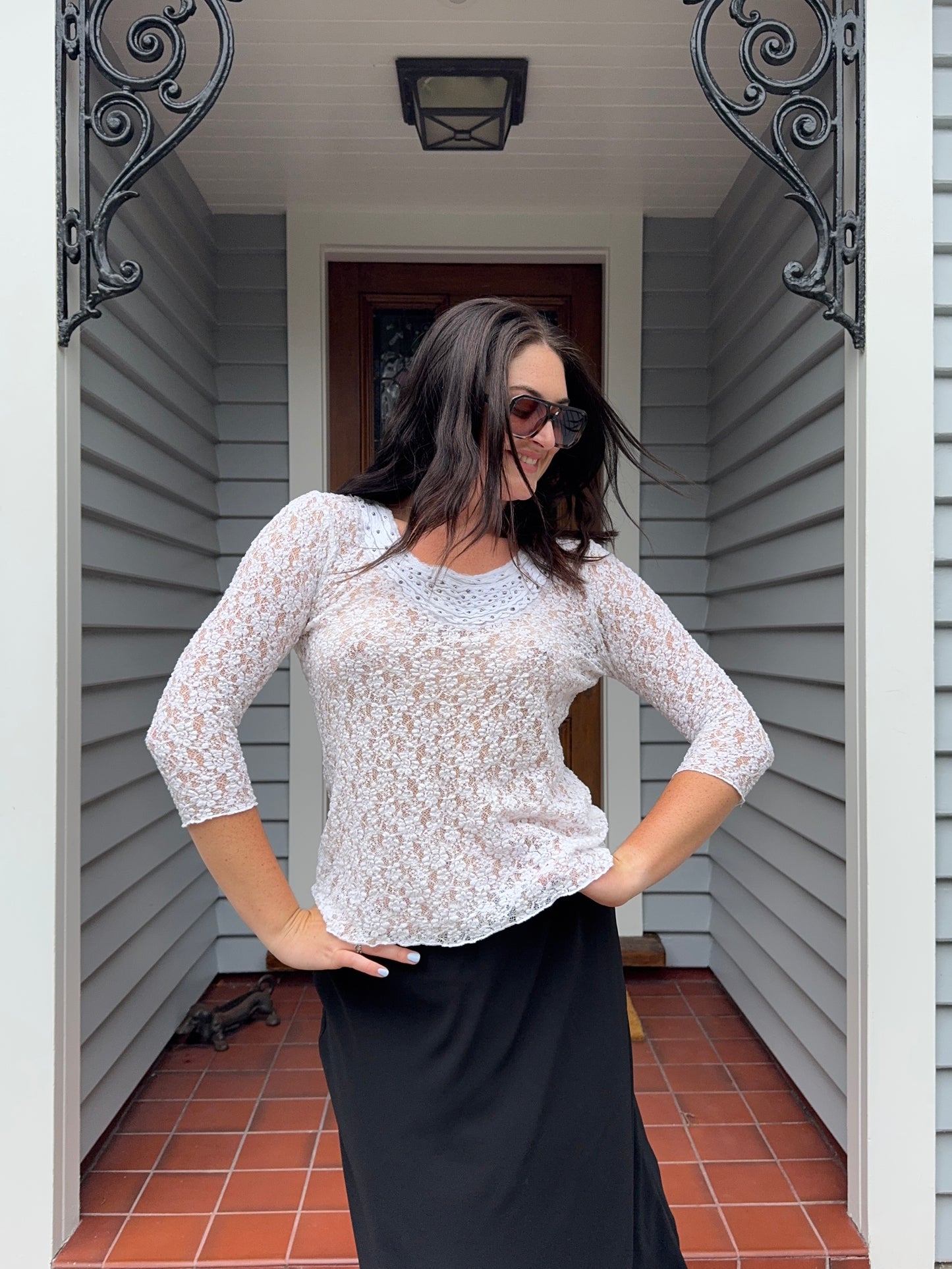 Lace 3/4 Sleeve Top | Size 16