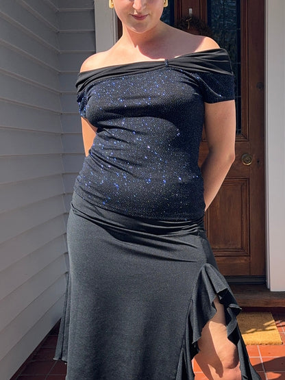 STAXS Sparkly Off-The-Shoulder Top | Size 14