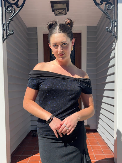 STAXS Sparkly Off-The-Shoulder Top | Size 14