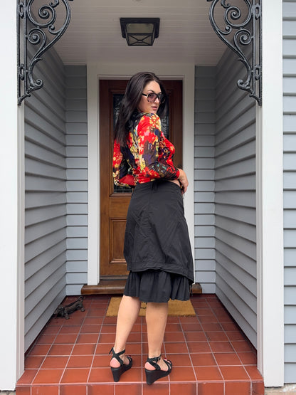 Black Cargo Midi Skirt | Size 12