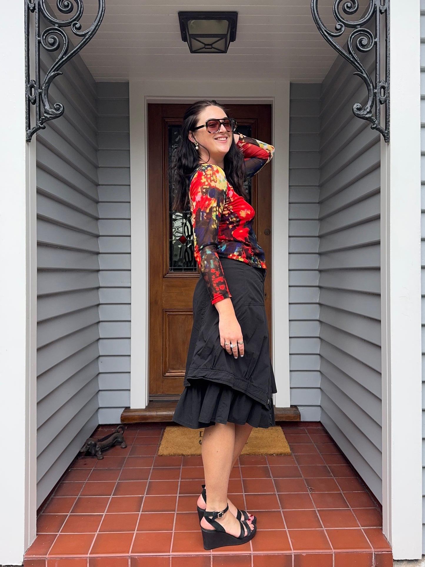 Black Cargo Midi Skirt | Size 12