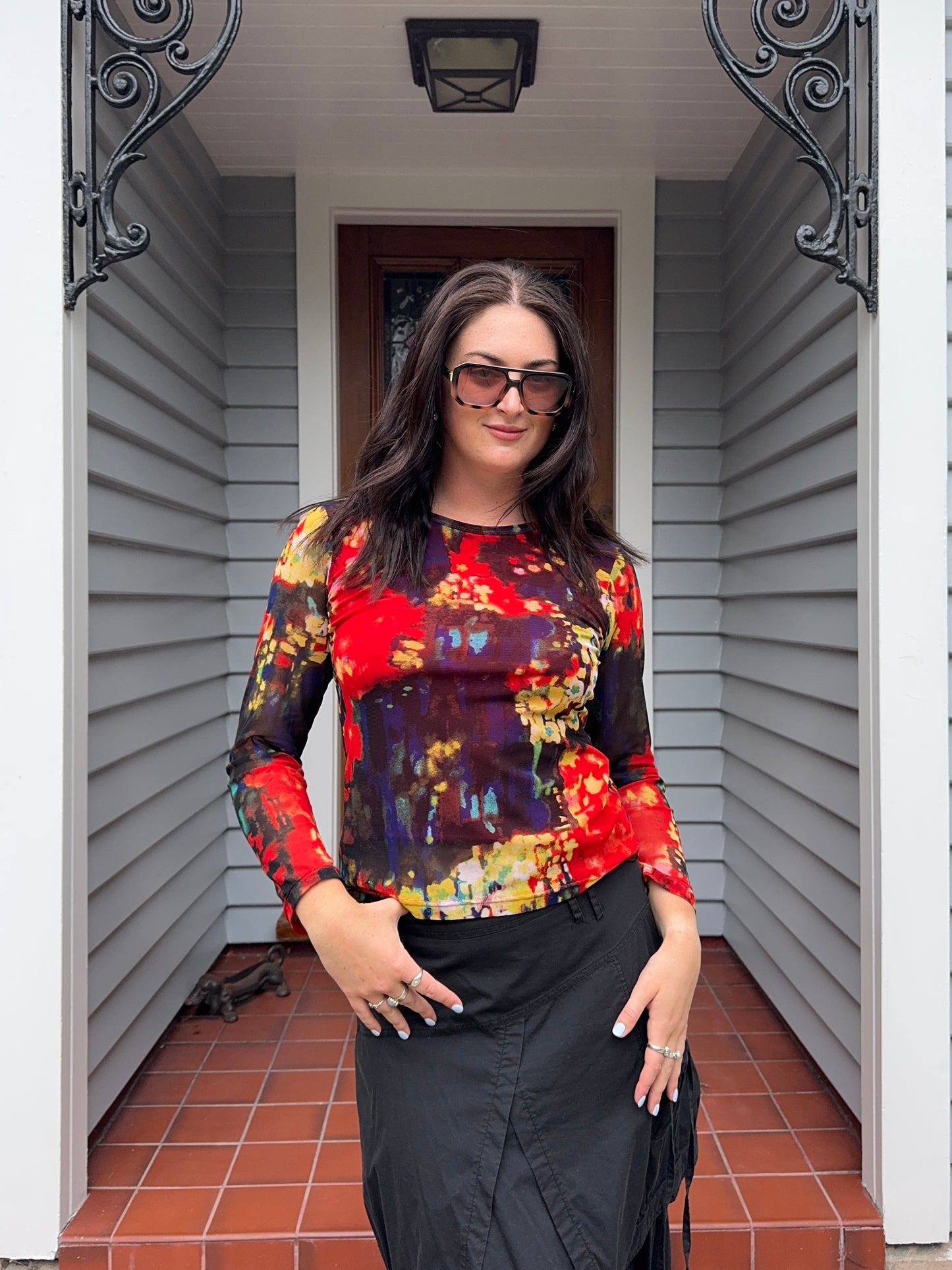 Funky Patterned Long Sleeve | Size Small