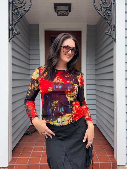 Funky Patterned Long Sleeve | Size Small