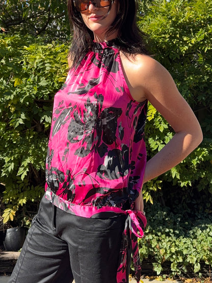 Beaded Floral Halter Top | Size 12-14