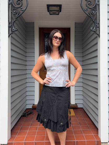 Blue & Red Patterned Blouse | Size 12