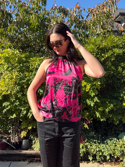 Beaded Floral Halter Top | Size 12-14