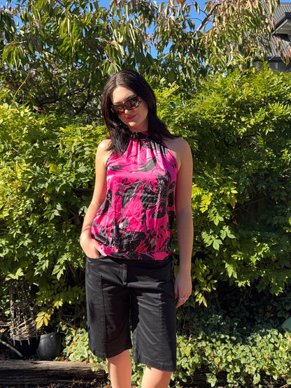 Beaded Floral Halter Top | Size 12-14