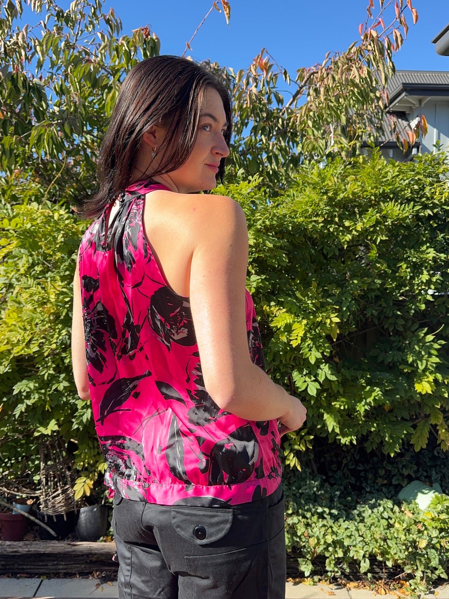 Beaded Floral Halter Top | Size 12-14