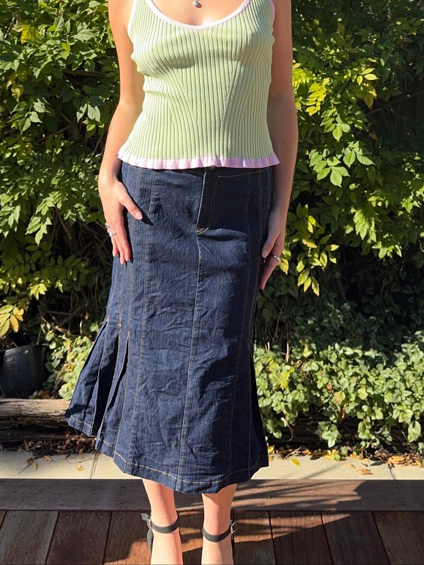 Y2k Denim Midi Skirt | Size 12/14