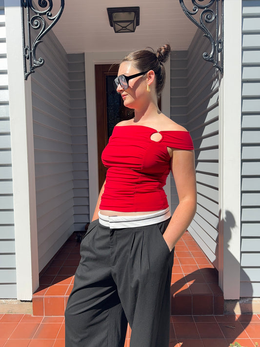 Red Off-The-Shoulder Top | Size 12