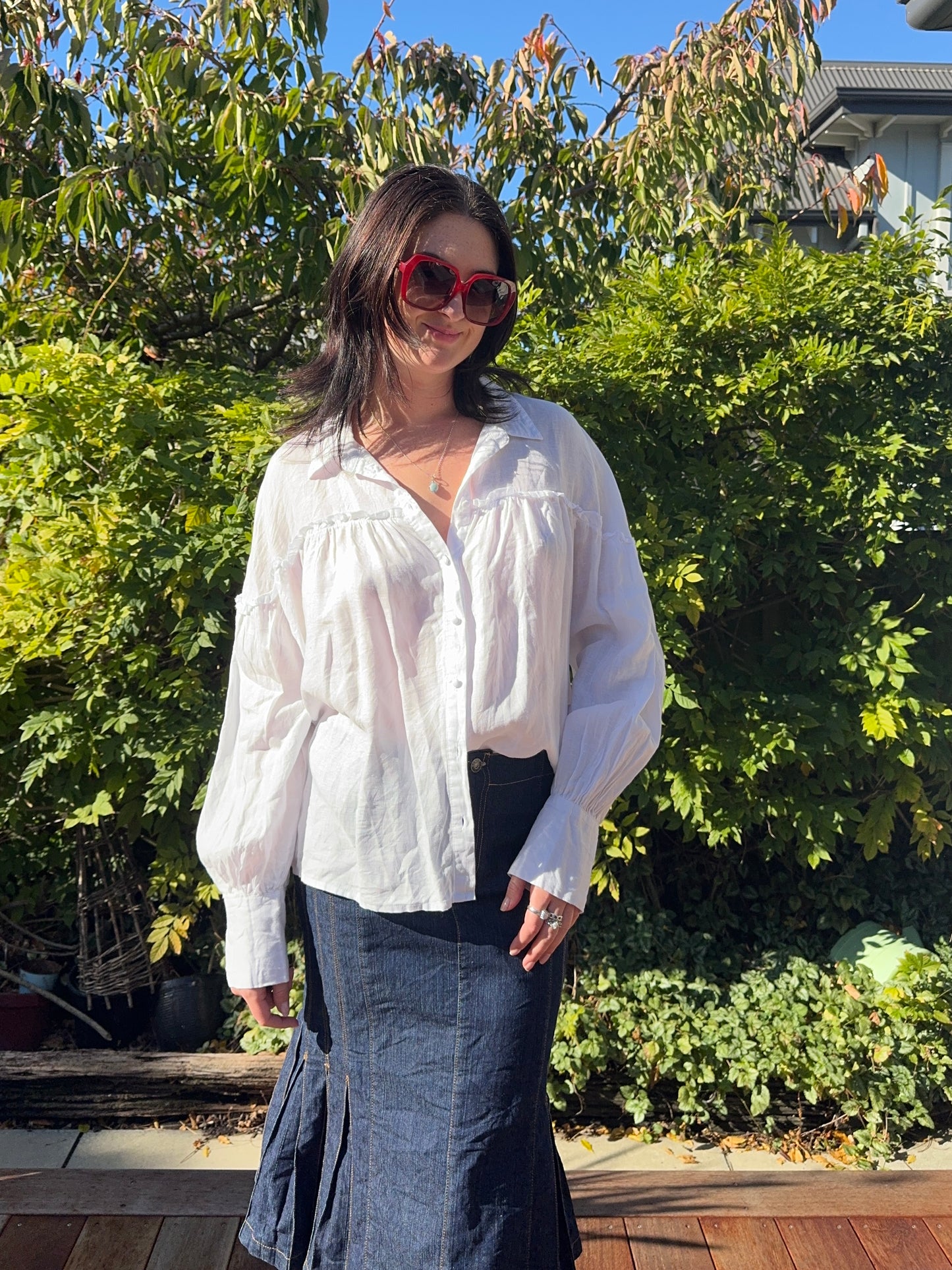 White Linen Blouse | Size 14