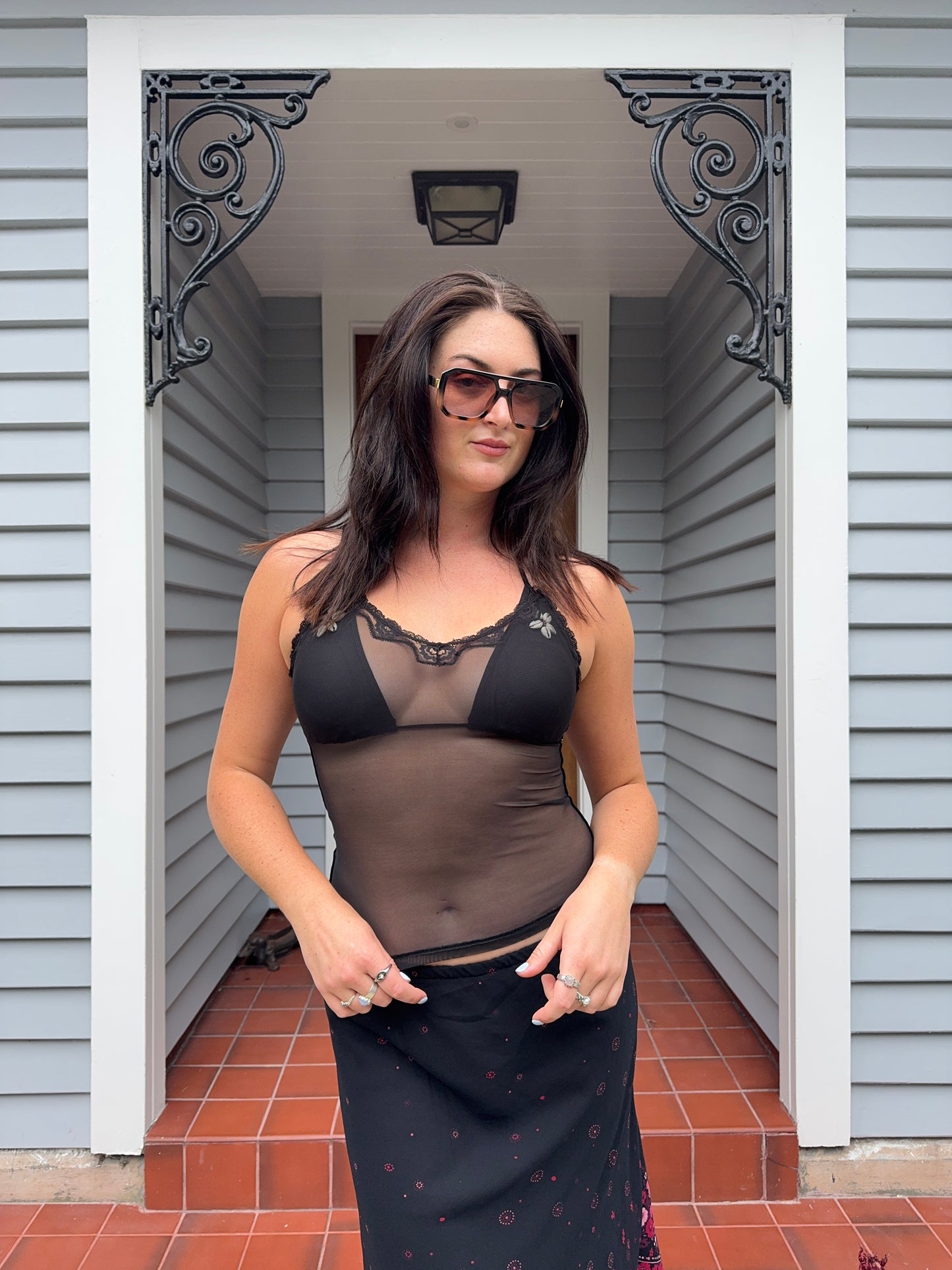 Sheer Lace Singlet | Size 8-10