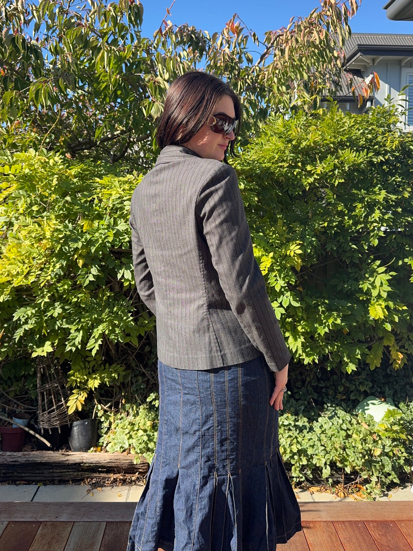 2000's Grey Pinstripe Jacket | Size 12/14