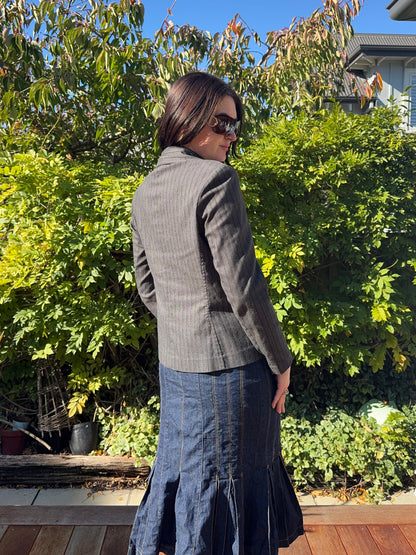2000's Grey Pinstripe Jacket | Size 12/14