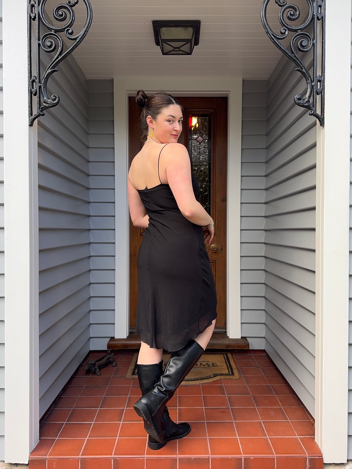 Vintage Black Midi Dress | Size 10