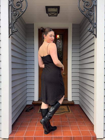 Vintage Black Midi Dress | Size 10