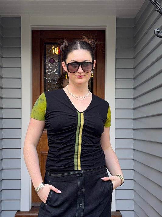 Green & Black Patterned Top | Size 10-12