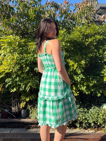 Green Checkered Midi Dress | Size 12