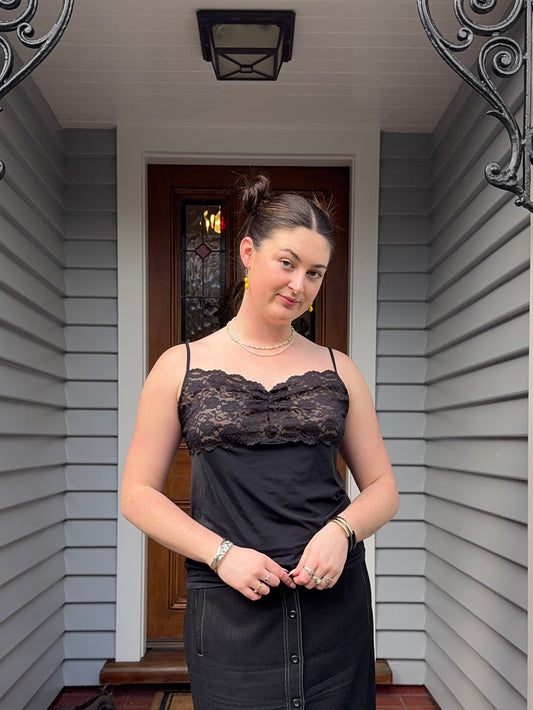 Black Lace Cami | Size 12-16