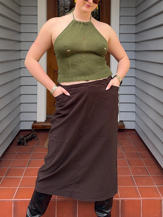 Brown Midi Skirt | Size 14-16