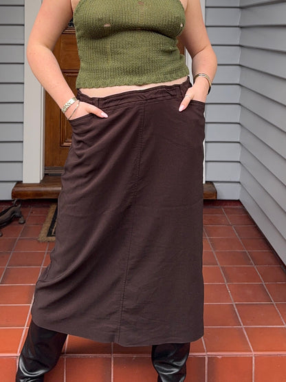 Brown Midi Skirt | Size 14-16