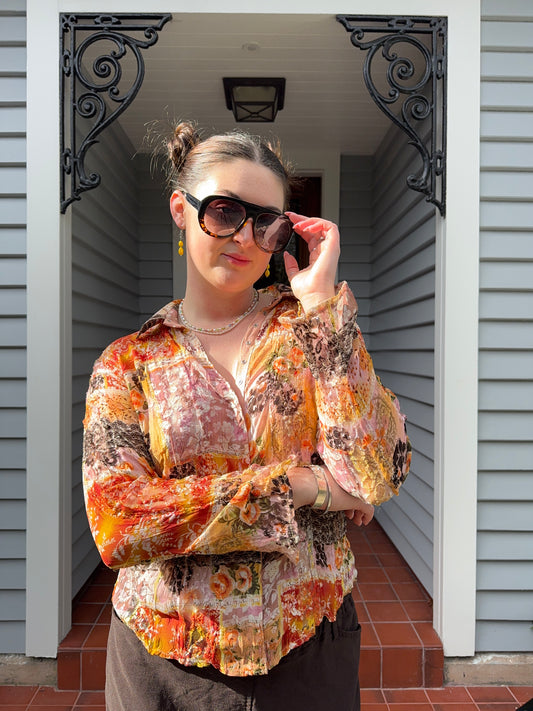 Colourful Sheer Blouse | Size 12-14