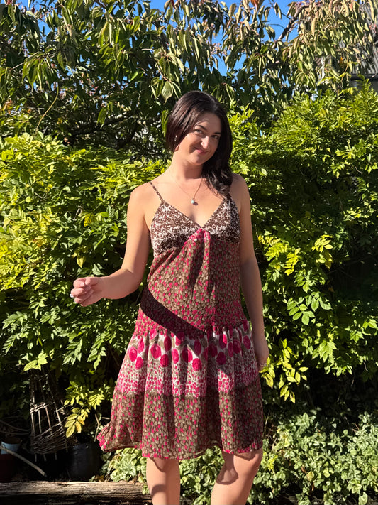 Vintage Floral Midi Dress | Size 12/14