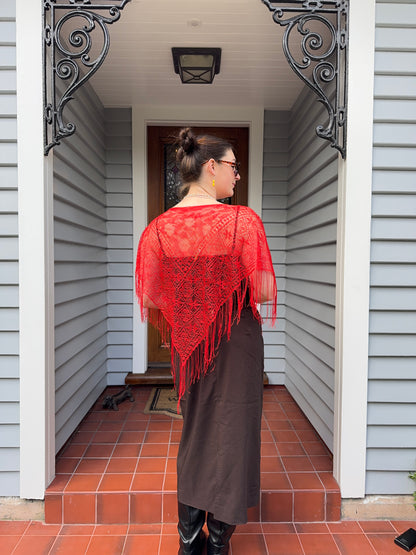 Red Sheer Poncho | OSFM