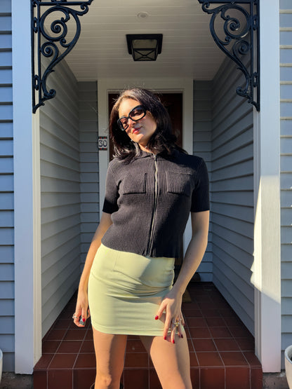 Vintage Ribbed Zip Up Top | Size 12