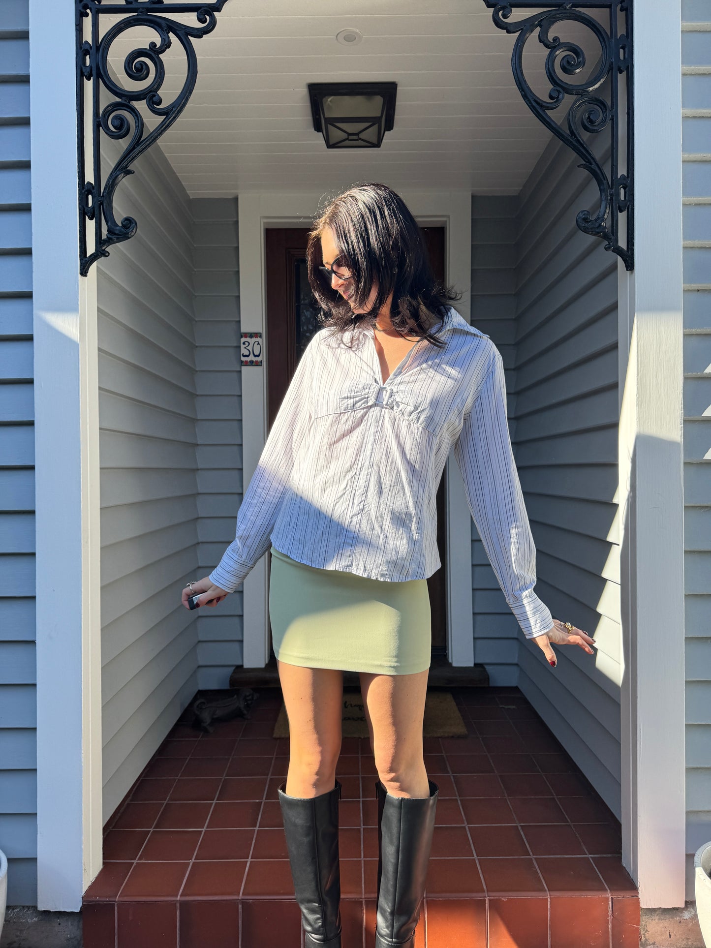 Y2K Striped Blouse | Size 14-16