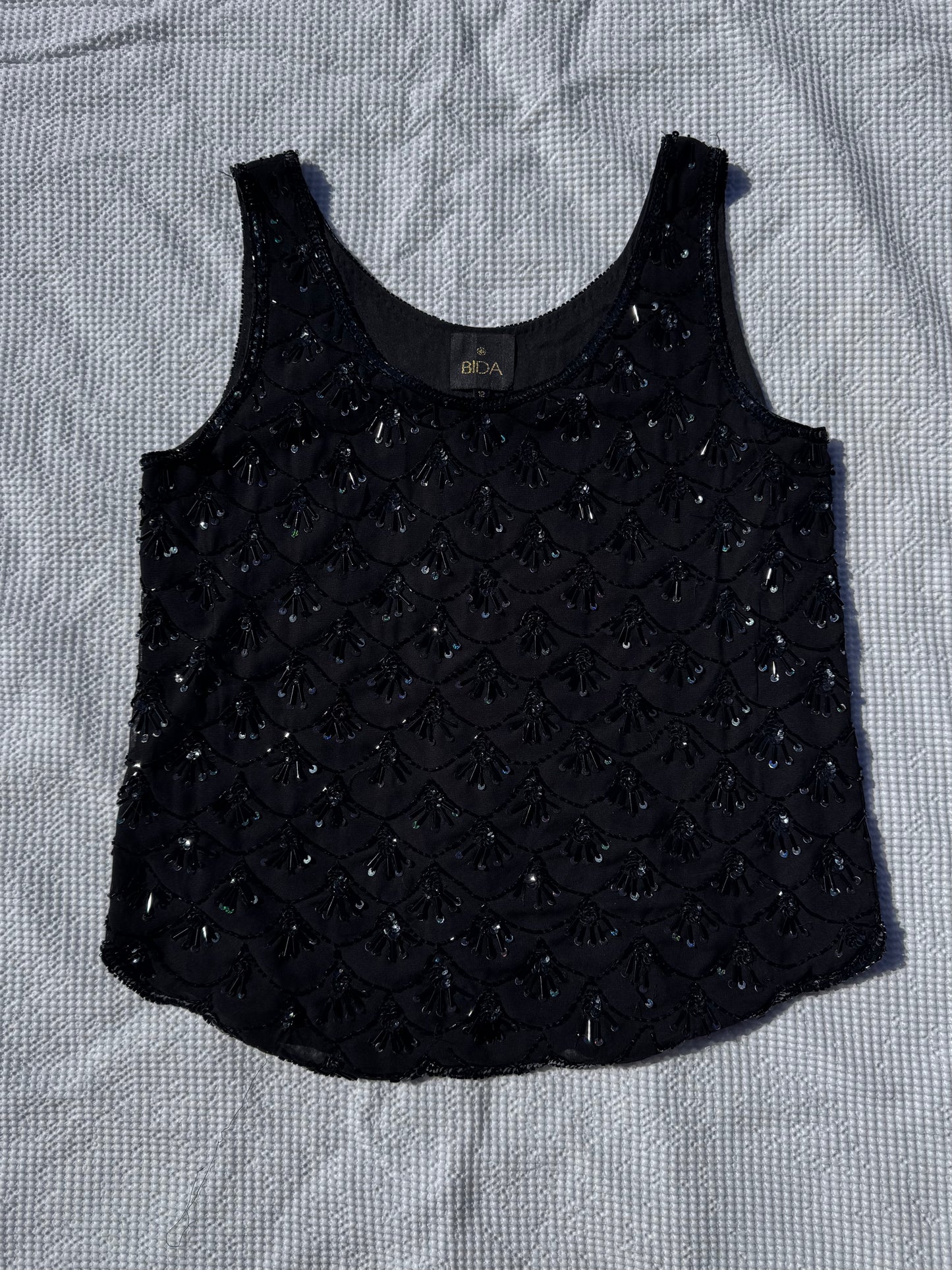 Black Beaded Singlet | Size 12