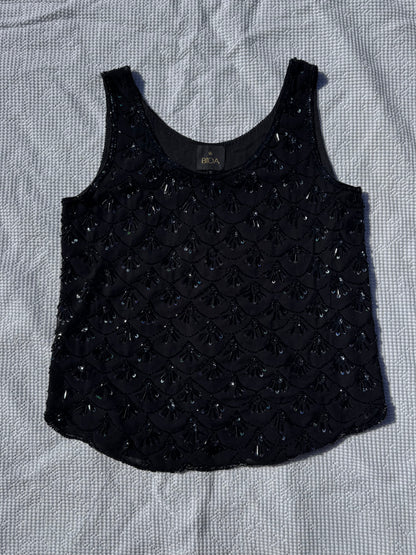 Black Beaded Singlet | Size 12