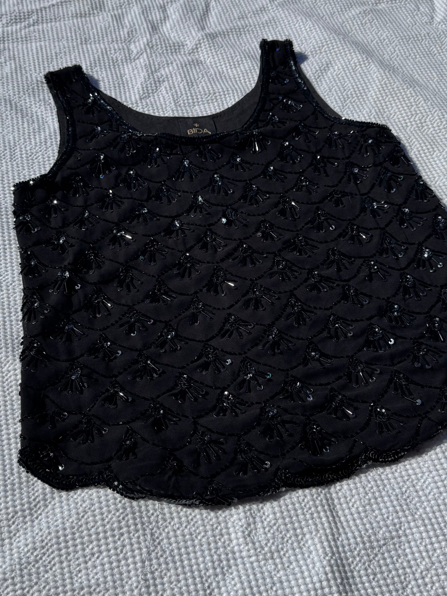 Black Beaded Singlet | Size 12