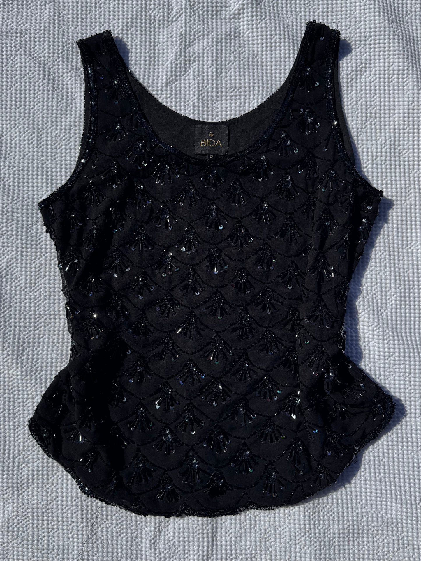 Black Beaded Singlet | Size 12