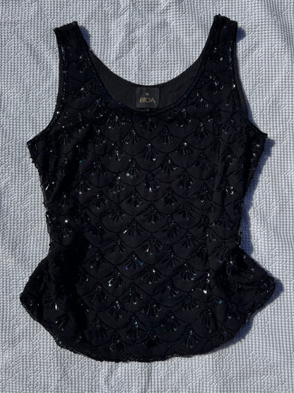 Black Beaded Singlet | Size 12