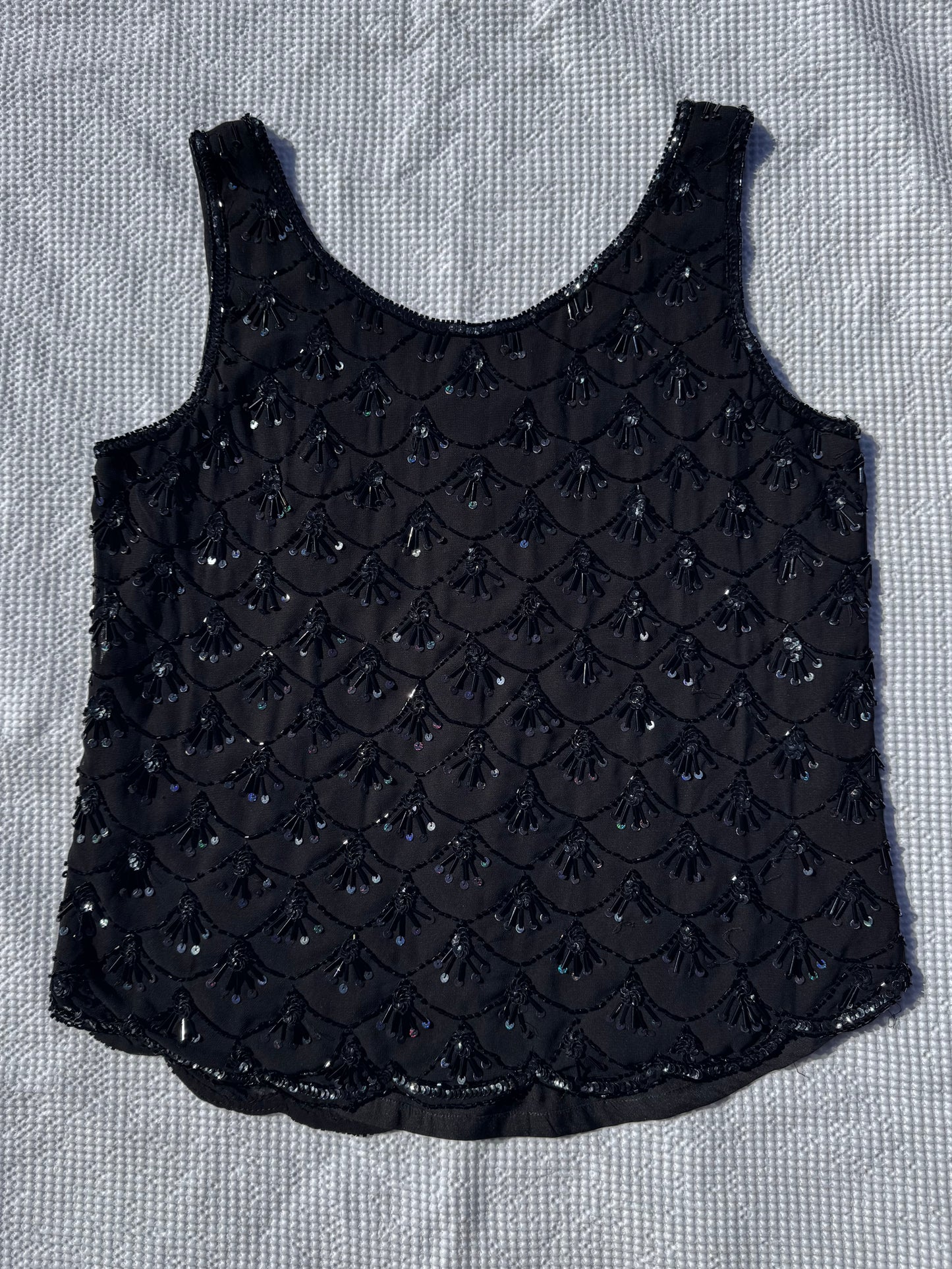 Black Beaded Singlet | Size 12