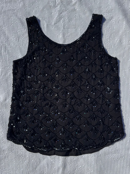 Black Beaded Singlet | Size 12