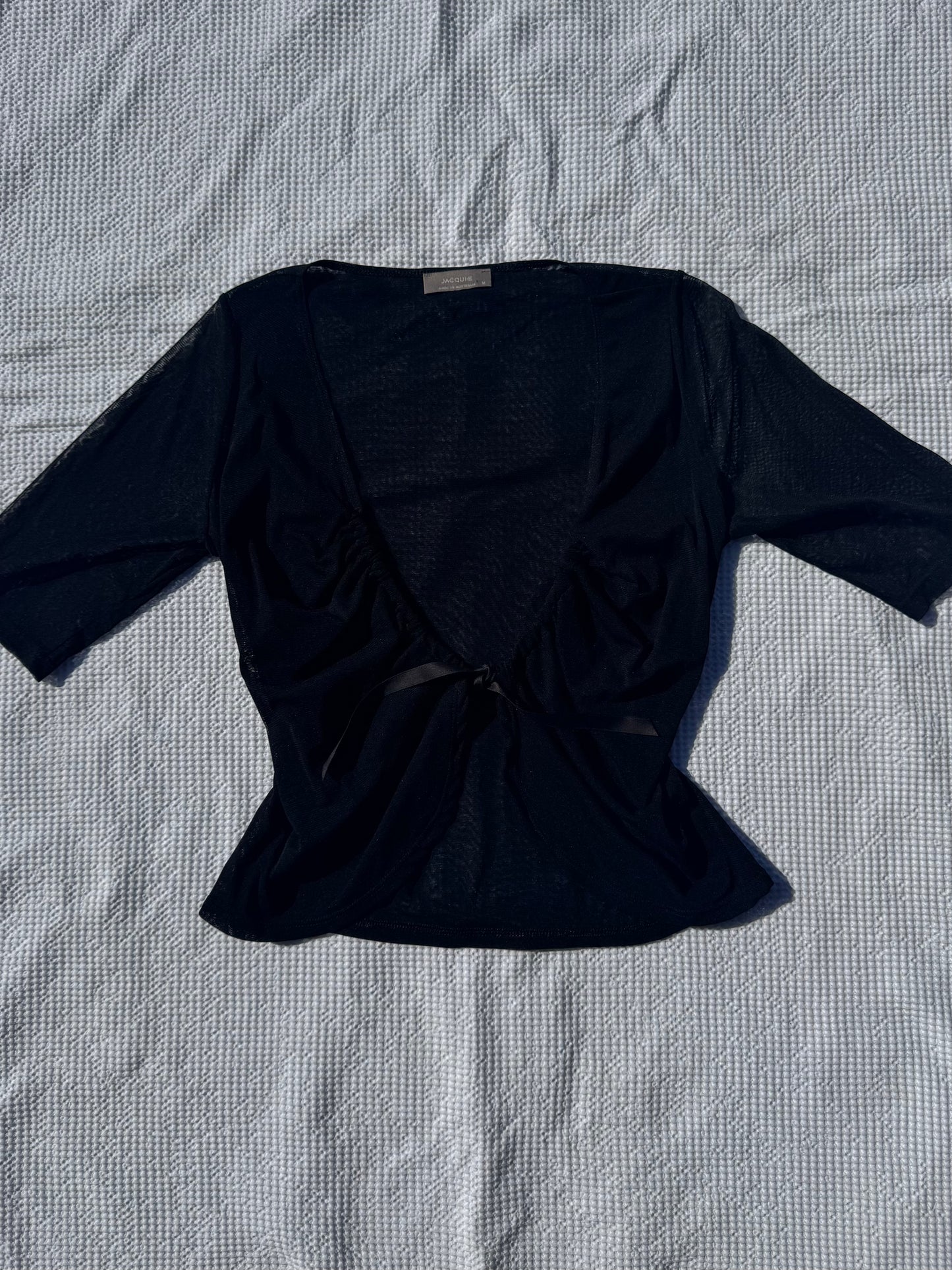 Black Sheer Tie-Up Top | Size M