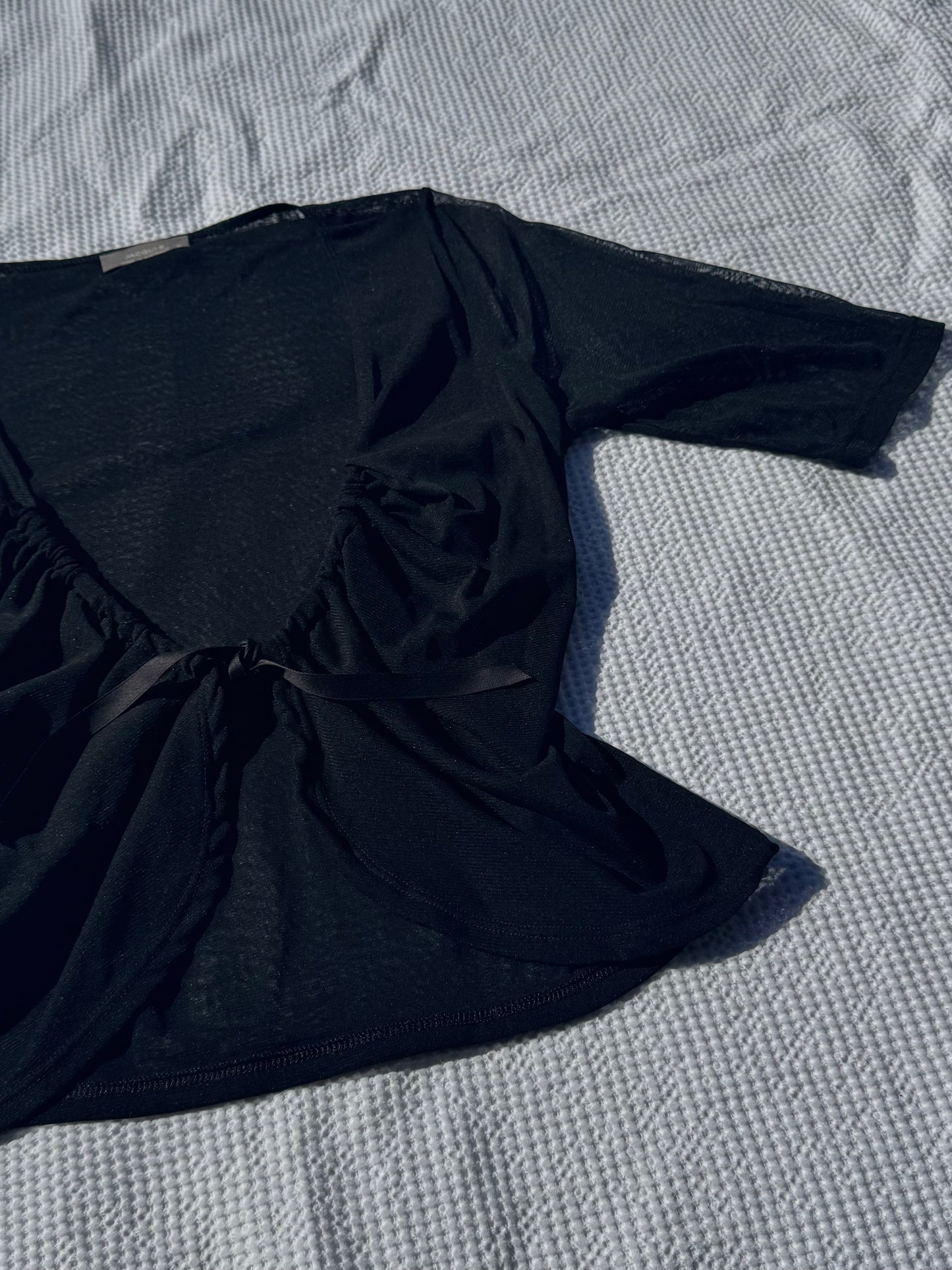 Black Sheer Tie-Up Top | Size M