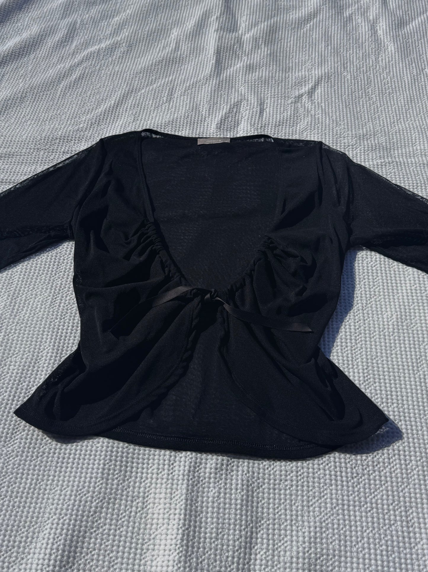 Black Sheer Tie-Up Top | Size M