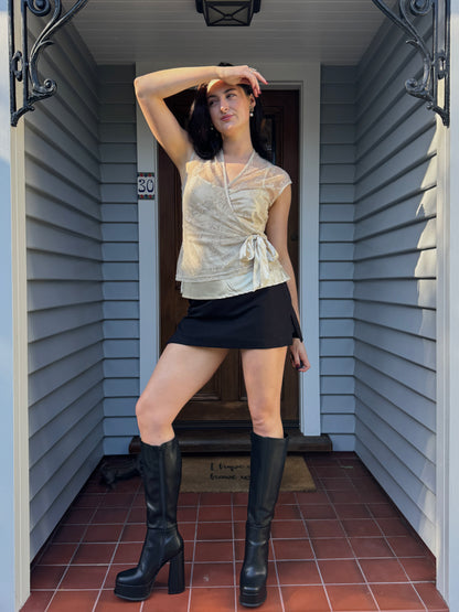 Y2K Cream & Gold Sequin Blouse | Size 10-12