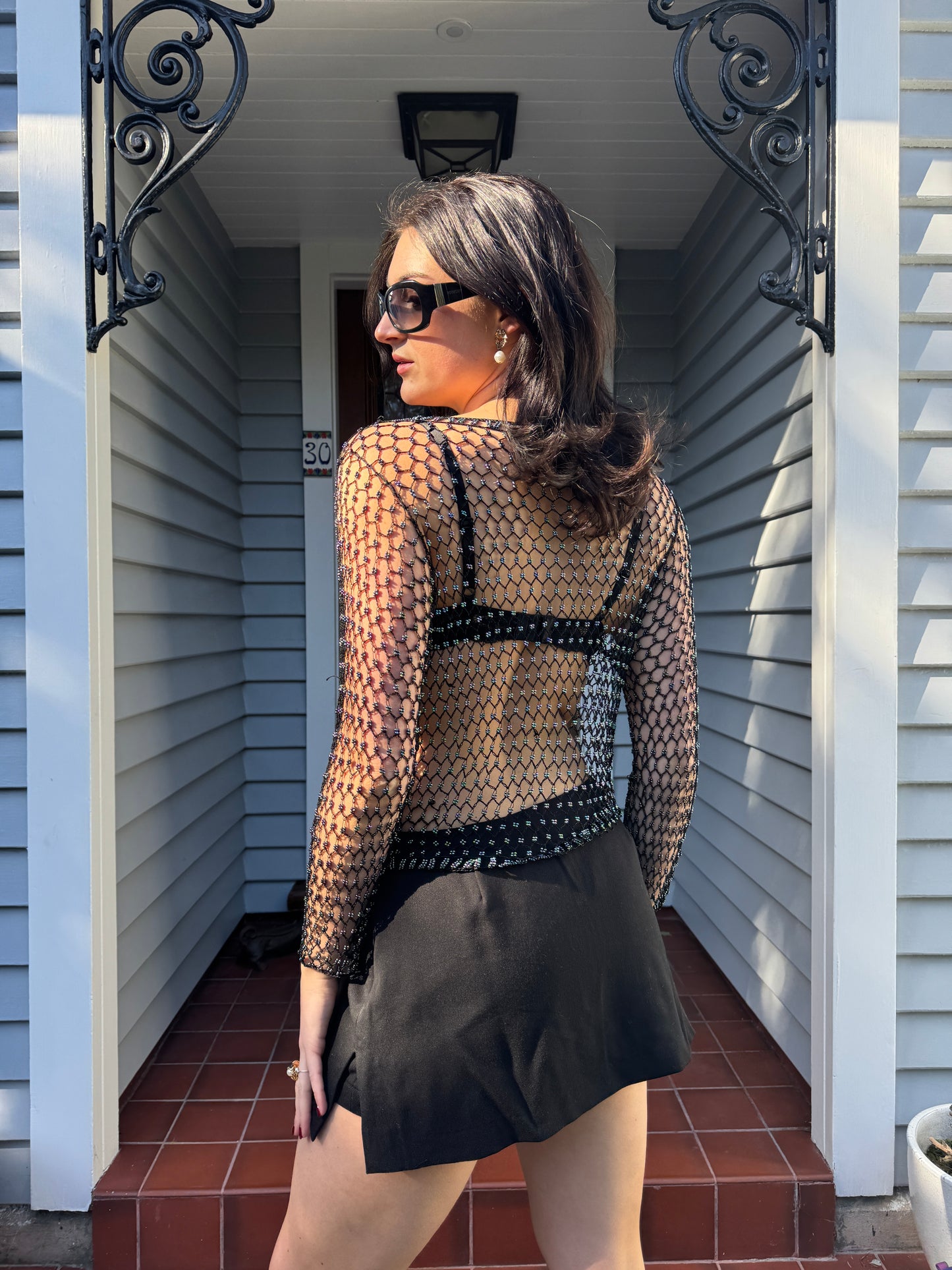 Vintage Beaded Top Button Up | Size 6-12