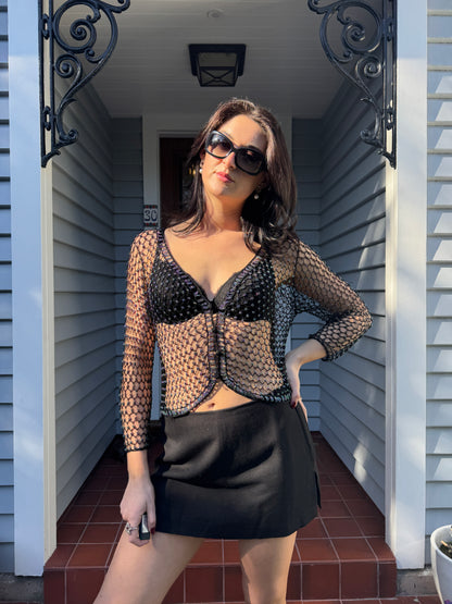 Vintage Beaded Top Button Up | Size 6-12