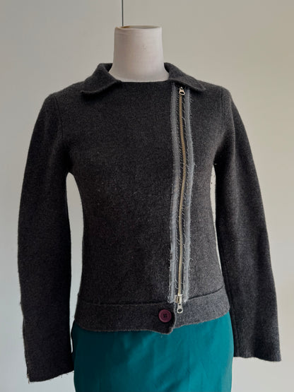 Wool Asymmetric Zip Jacket | Size 8