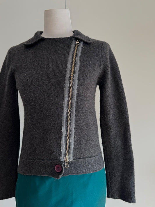 Wool Asymmetric Zip Jacket | Size 8
