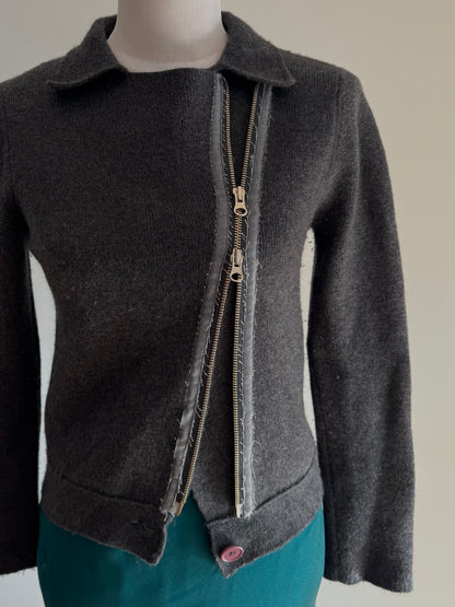Wool Asymmetric Zip Jacket | Size 8