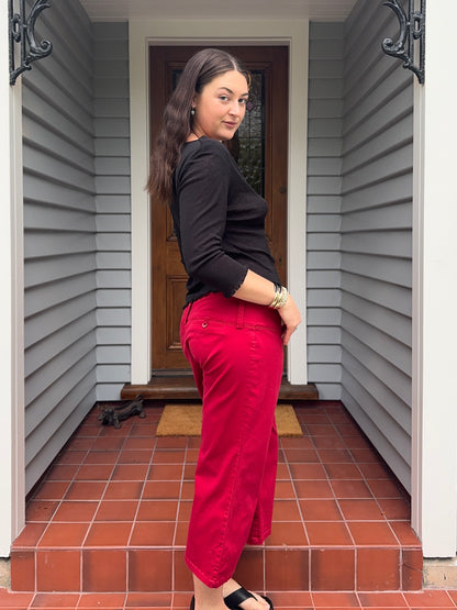 Vintage Glassons Red Capris | Size 14-16